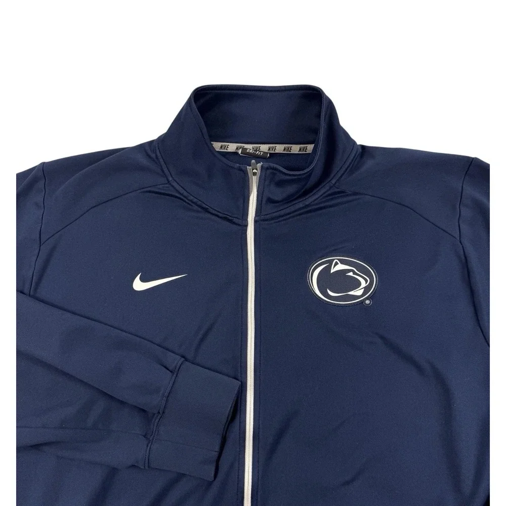 Penn State Nittany Lions Jacket Mens L Blue NCAA Football Nike Dri-FIT Full Zip